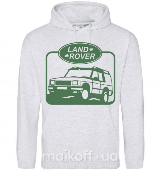 Мужская толстовка (худи) Land rover car Серый меланж фото