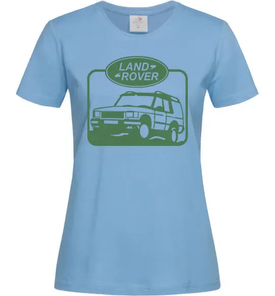 Женская футболка Land rover car Голубой фото