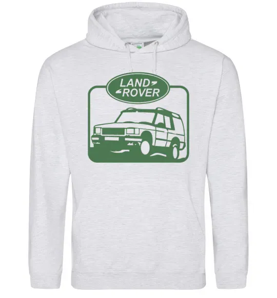Мужская толстовка (худи) Land rover car Серый меланж фото