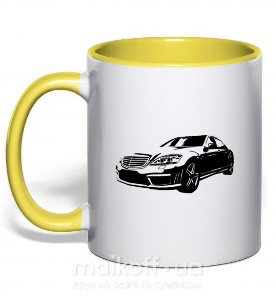 Чашка з кольоровою ручкою Mercedes car Сонячно жовтий фото