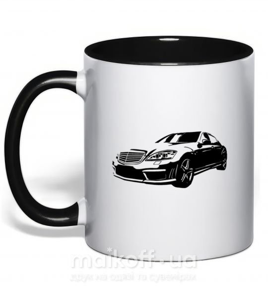 Чашка с цветной ручкой Mercedes car Черный фото