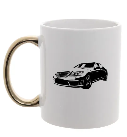 Чашка с цветной ручкой Mercedes car Золото фото