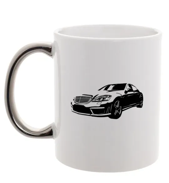 Чашка с цветной ручкой Mercedes car Серебро фото