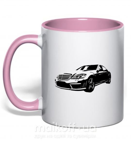 Чашка з кольоровою ручкою Mercedes car Ніжно рожевий фото