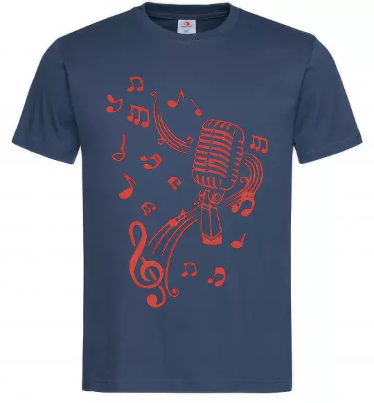 Мужская футболка Музика мікрофон Темно-синий фото