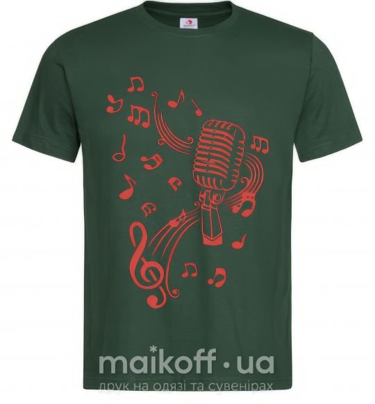 Мужская футболка Музыка микрофон Темно-зеленый фото