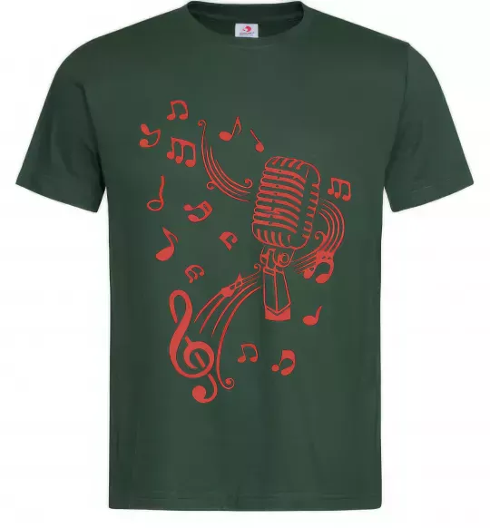Мужская футболка Музика мікрофон Темно-зеленый фото