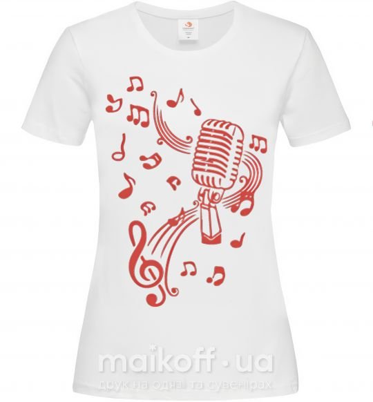 Жіноча футболка Музыка микрофон Білий фото
