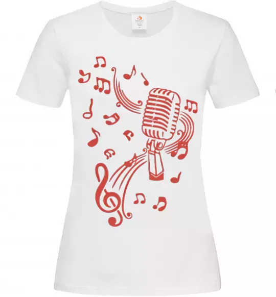 Жіноча футболка Музика мікрофон Білий фото