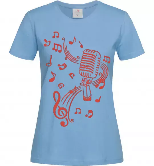 Жіноча футболка Музика мікрофон Блакитний фото