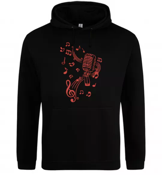 Чоловіча толстовка (худі) Музика мікрофон Чорний фото