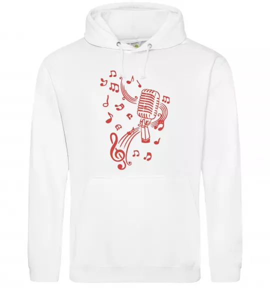 Чоловіча толстовка (худі) Музика мікрофон Білий фото