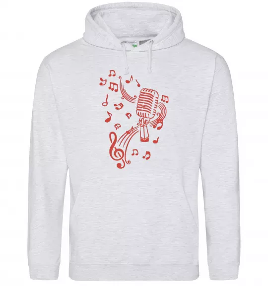Чоловіча толстовка (худі) Музика мікрофон Сірий меланж фото
