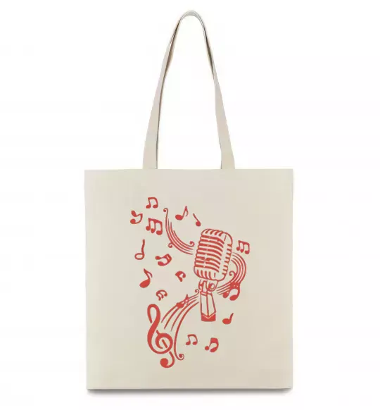 Еко-сумка Музика мікрофон Бежевий фото