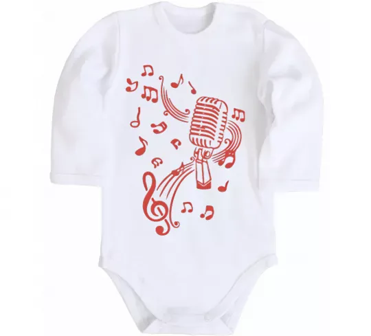 Детский боди Музика мікрофон Белый фото