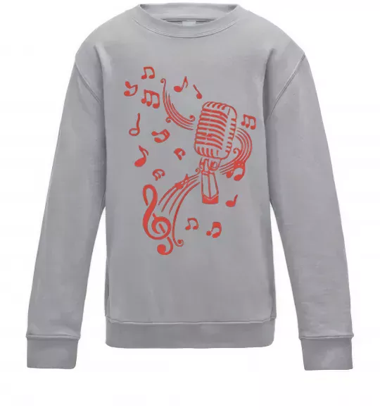 Детский Свитшот Музика мікрофон Серый меланж фото