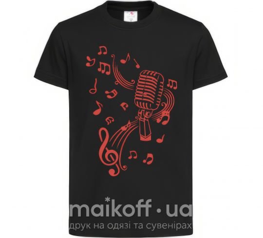 Детская футболка Музыка микрофон Черный фото