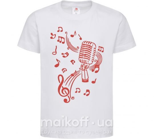 Детская футболка Музыка микрофон Белый фото