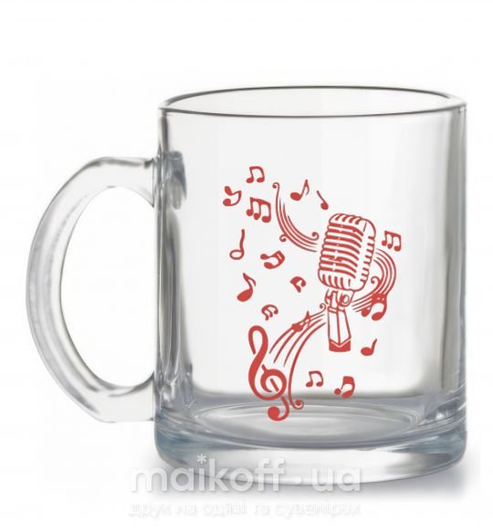 Чашка стеклянная Музыка микрофон Прозрачный фото