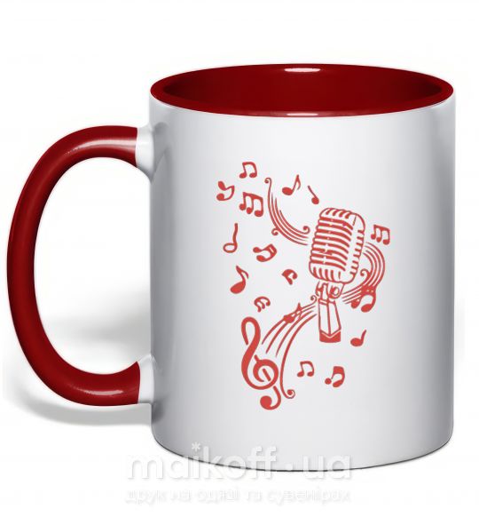 Чашка з кольоровою ручкою Музыка микрофон Червоний фото