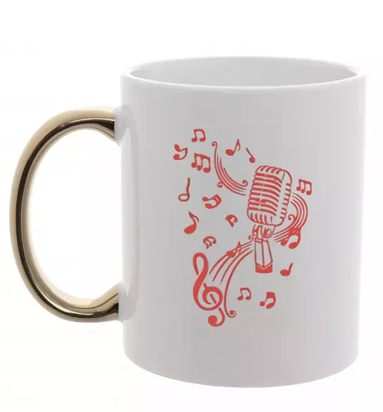 Чашка з кольоровою ручкою Музика мікрофон Золото фото