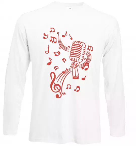 Лонгслів Музика мікрофон Білий фото