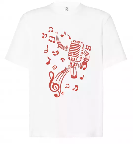 Футболка Оверсайз Музика мікрофон Білий фото