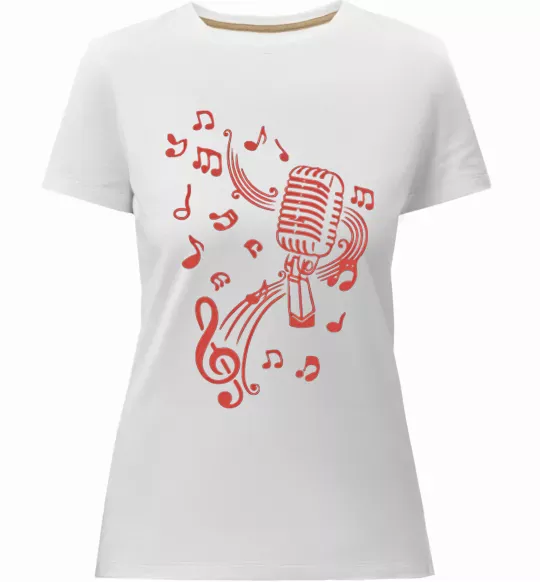 Женская премиум футболка Музика мікрофон Белый фото