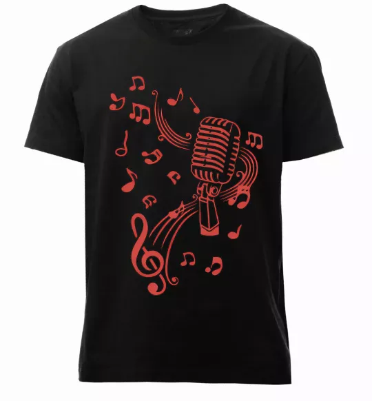 Чоловіча преміум футболка Музика мікрофон Чорний фото