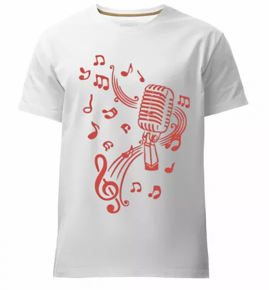 Чоловіча преміум футболка Музика мікрофон Білий фото