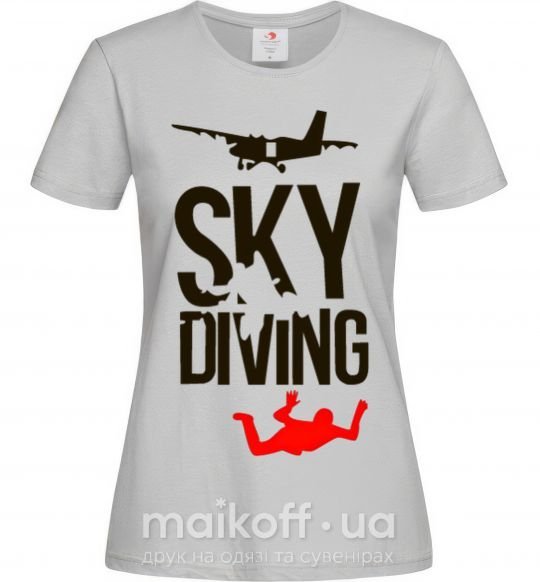Женская футболка Sky diving Серый фото
