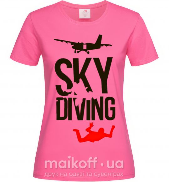 Жіноча футболка Sky diving Яскраво-рожевий фото