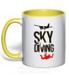 Чашка з кольоровою ручкою Sky diving Сонячно жовтий фото