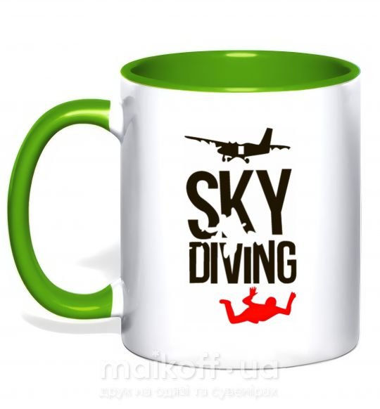 Чашка з кольоровою ручкою Sky diving Зелений фото