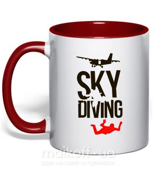 Чашка з кольоровою ручкою Sky diving Червоний фото