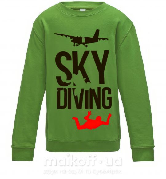 Детский Свитшот Sky diving Лаймовый фото