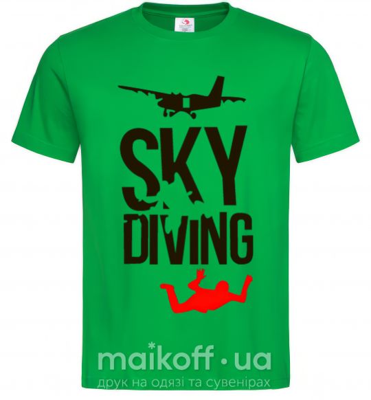 Мужская футболка Sky diving Зеленый фото