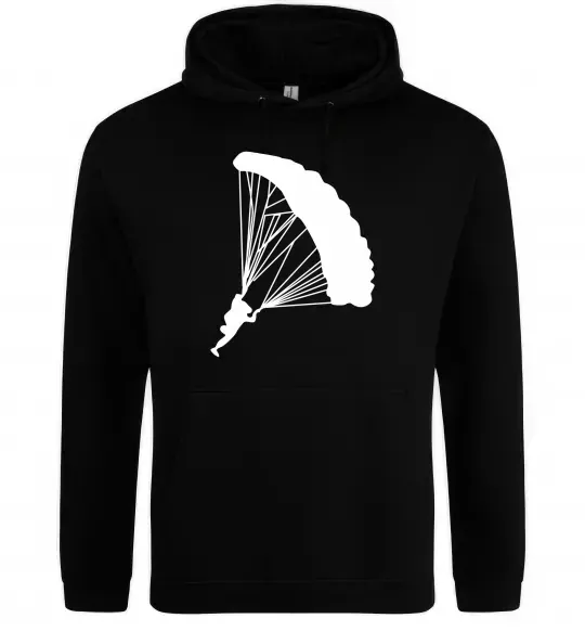 Мужская толстовка (худи) Парашютист Черный фото