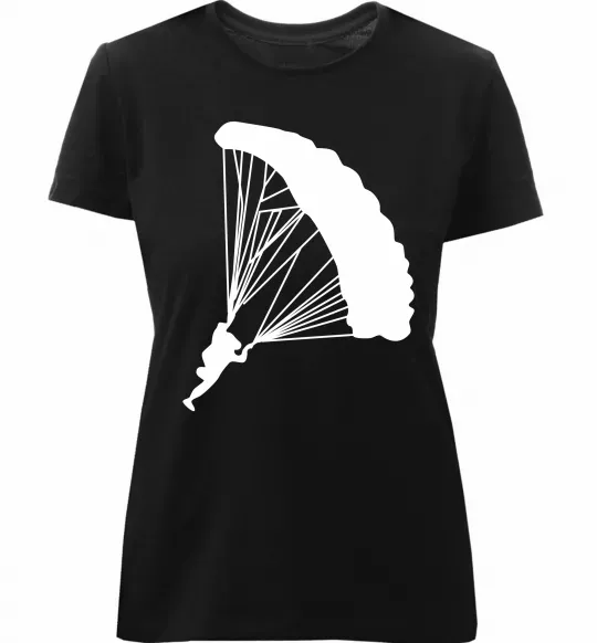 Жіноча преміум футболка Парашютист Чорний фото