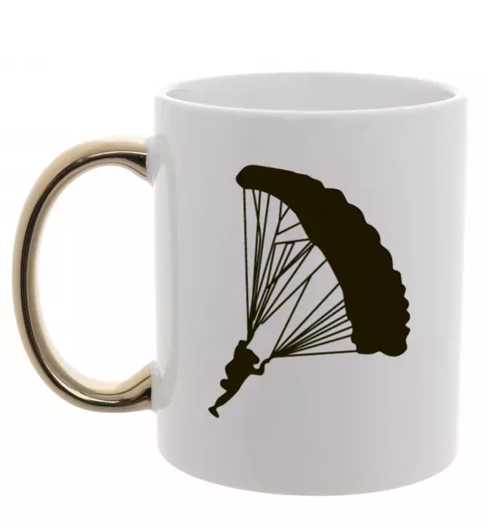 Чашка с цветной ручкой Парашютист Золото фото