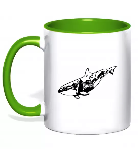 Чашка с цветной ручкой Кит гори Зеленый фото