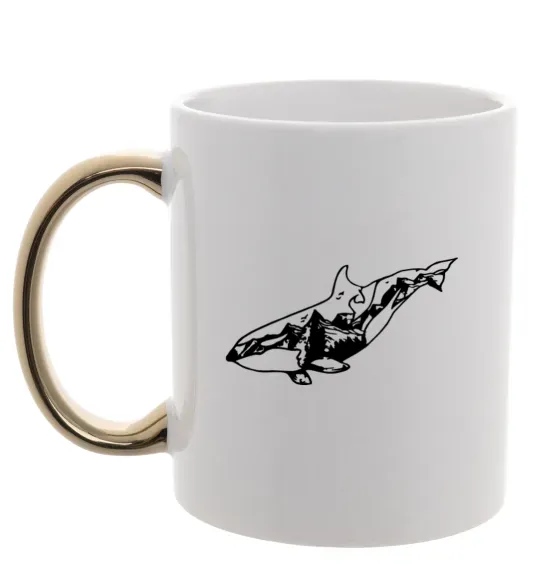 Чашка с цветной ручкой Кит гори Золото фото