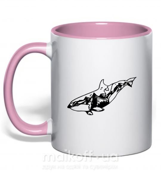 Чашка з кольоровою ручкою Кит горы Ніжно рожевий фото