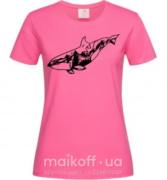 Женская футболка Кит горы Ярко-розовый фото