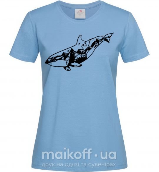 Женская футболка Кит горы Голубой фото