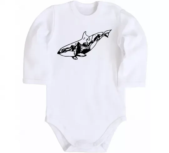 Детский боди Кит гори Белый фото