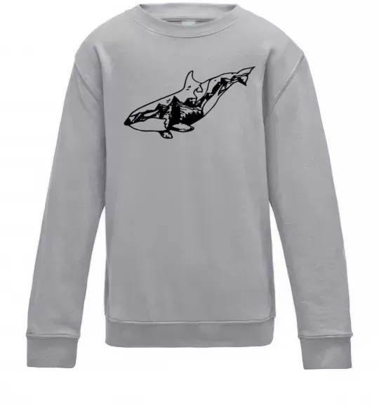 Детский Свитшот Кит гори Серый меланж фото