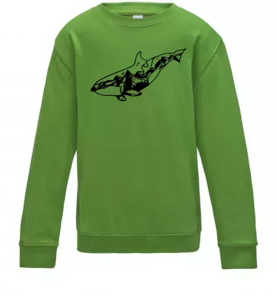 Детский Свитшот Кит гори Лаймовый фото