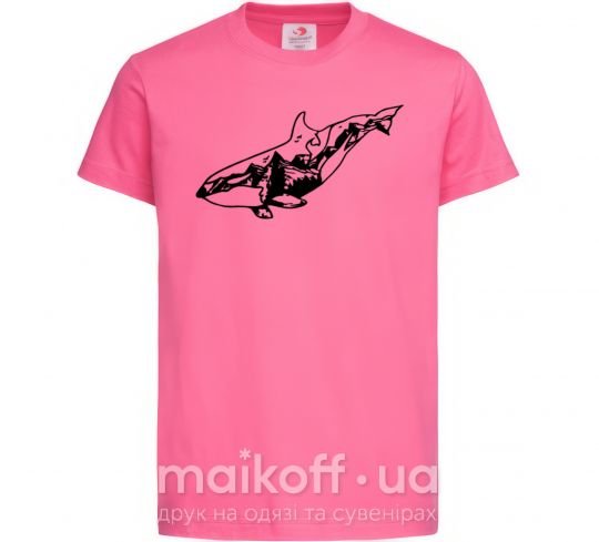 Детская футболка Кит горы Ярко-розовый фото