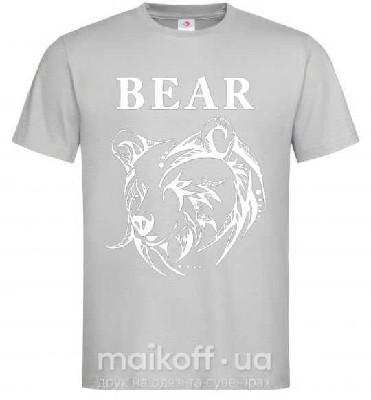 Чоловіча футболка Bear ч/б изображение Сірий фото